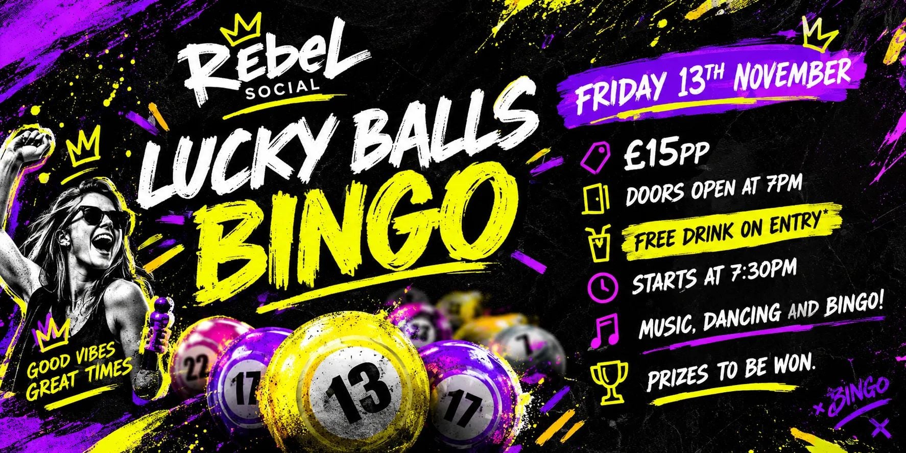 Lucky Balls Bingo at reBel Social, Friday 13 November